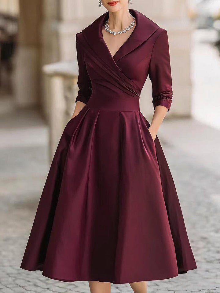 Linae™ | Elegant Satin Midi Dress