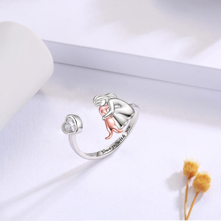 Elenza  | Rose Color Dog Embrace Ring
