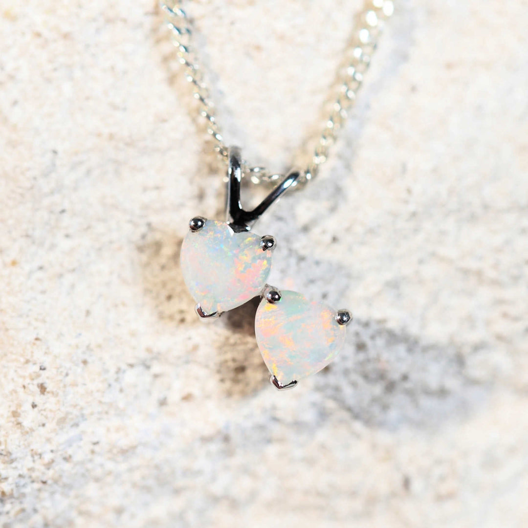 Aurelia Heart – 9 Carat White Gold Crystal Opal Pendant