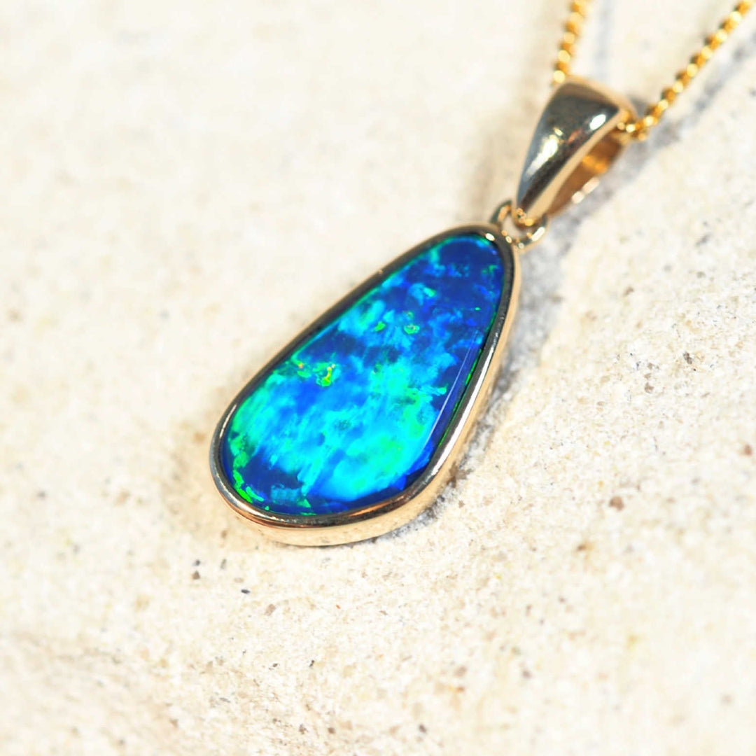 Ariella – 14 Karat Gold Doublet Opal Pendant