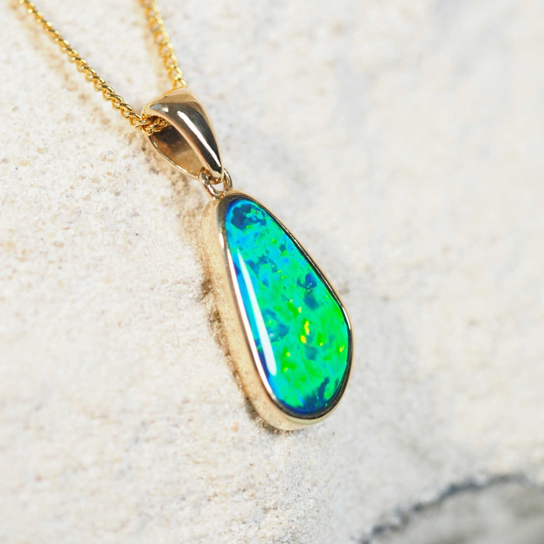 Ariella – 14 Karat Gold Doublet Opal Pendant