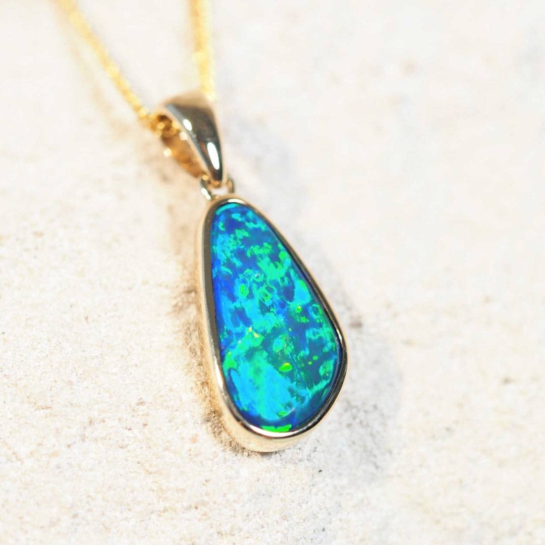 Ariella – 14 Karat Gold Doublet Opal Pendant