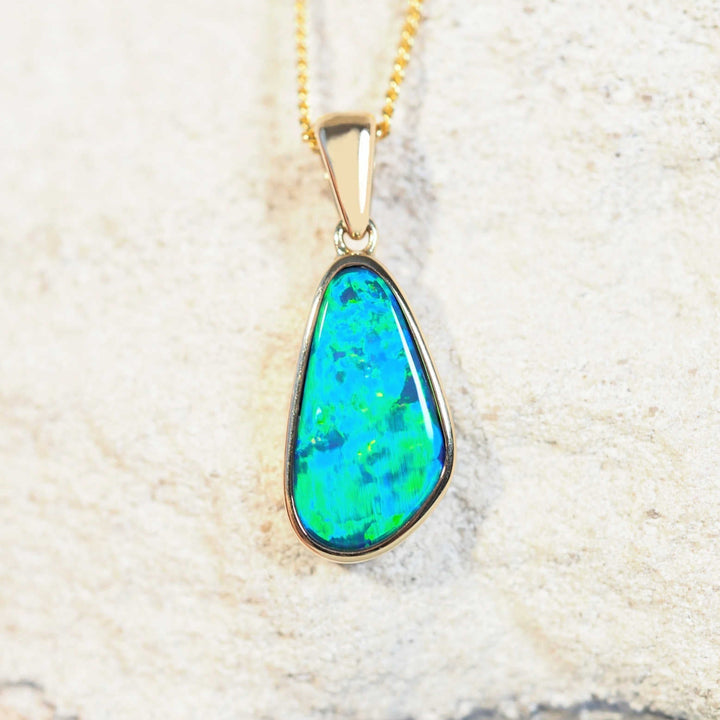 Ariella – 14 Karat Gold Doublet Opal Pendant