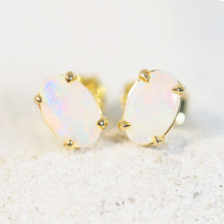 Lunara Petit – Gold-Plated Silver Crystal Opal Earrings