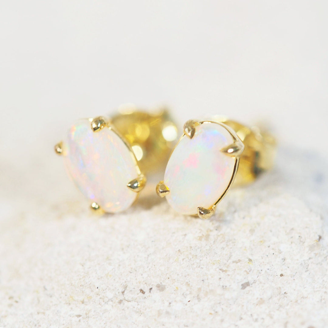 Lunara Petit – Gold-Plated Silver Crystal Opal Earrings