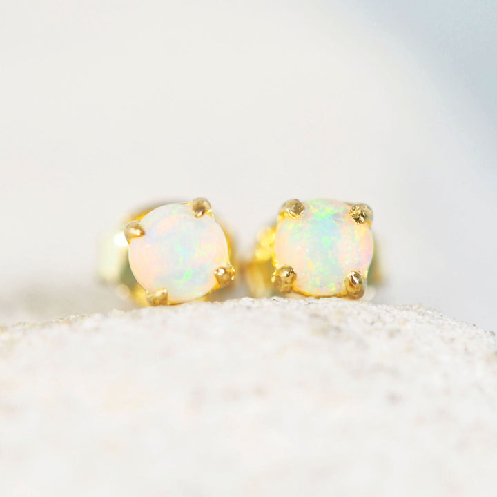 Aurelia Petite – Gold-Plated Silver Multicolor Opal Earrings