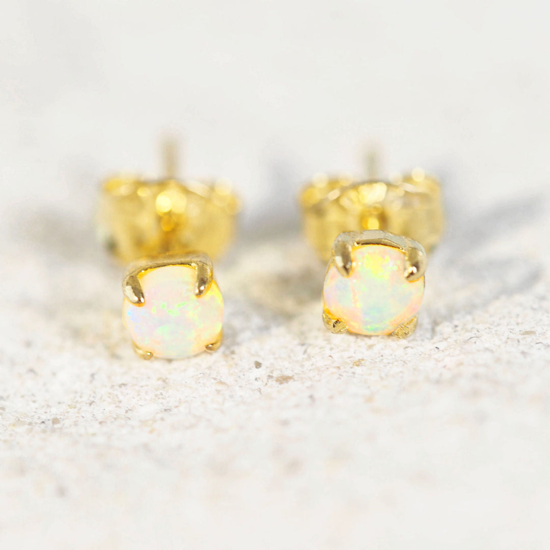 Luna – Gold-Plated Silver Mini Crystal Opal Stud Earrings