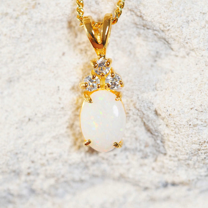 Luna – Gold Plated Silver White Opal Necklace