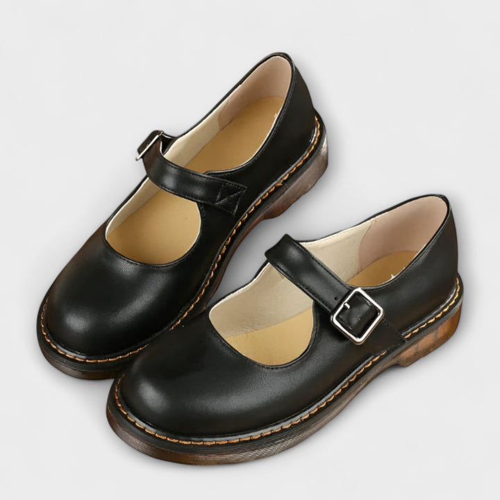 Women’s Vintage Mary Jane Shoes – Classic Leather Design with Strap
