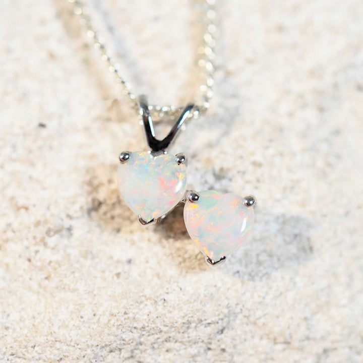 Aurelia Heart – 9 Carat White Gold Crystal Opal Pendant