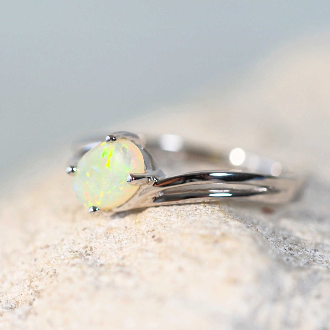 Lyanna – 14 Carat White Gold Crystal Opal Ring