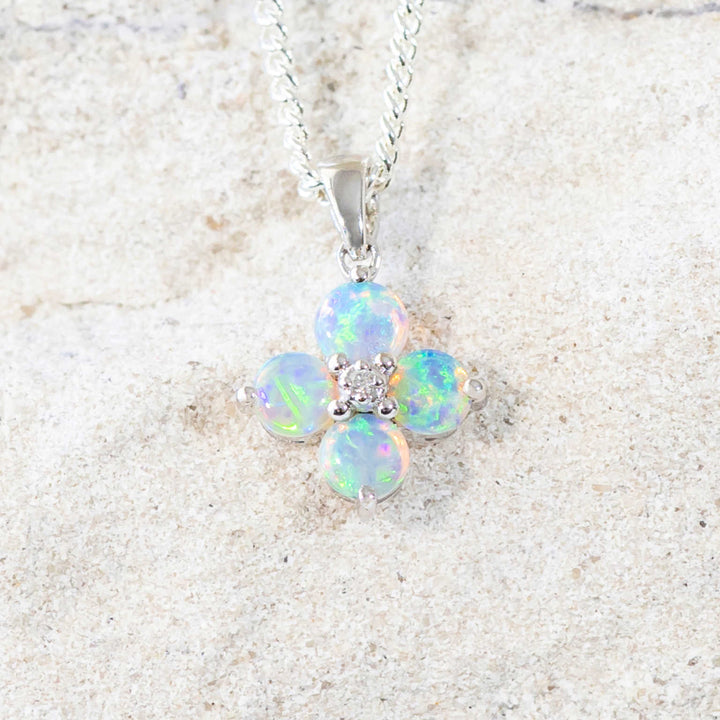 Celina – 9-Carat White Gold Crystal Opal Pendant