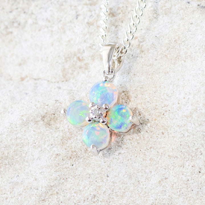 Celina – 9-Carat White Gold Crystal Opal Pendant