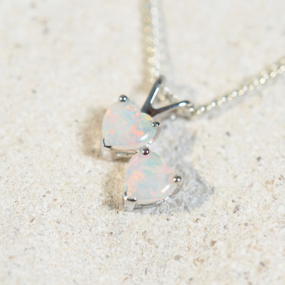 Aurelia Heart – 9 Carat White Gold Crystal Opal Pendant