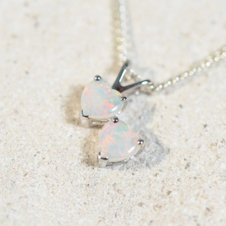 Aurelia Heart – 9 Carat White Gold Crystal Opal Pendant