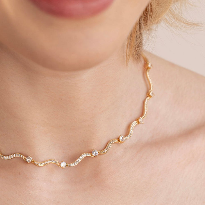 Freya Crystal Waves Necklace