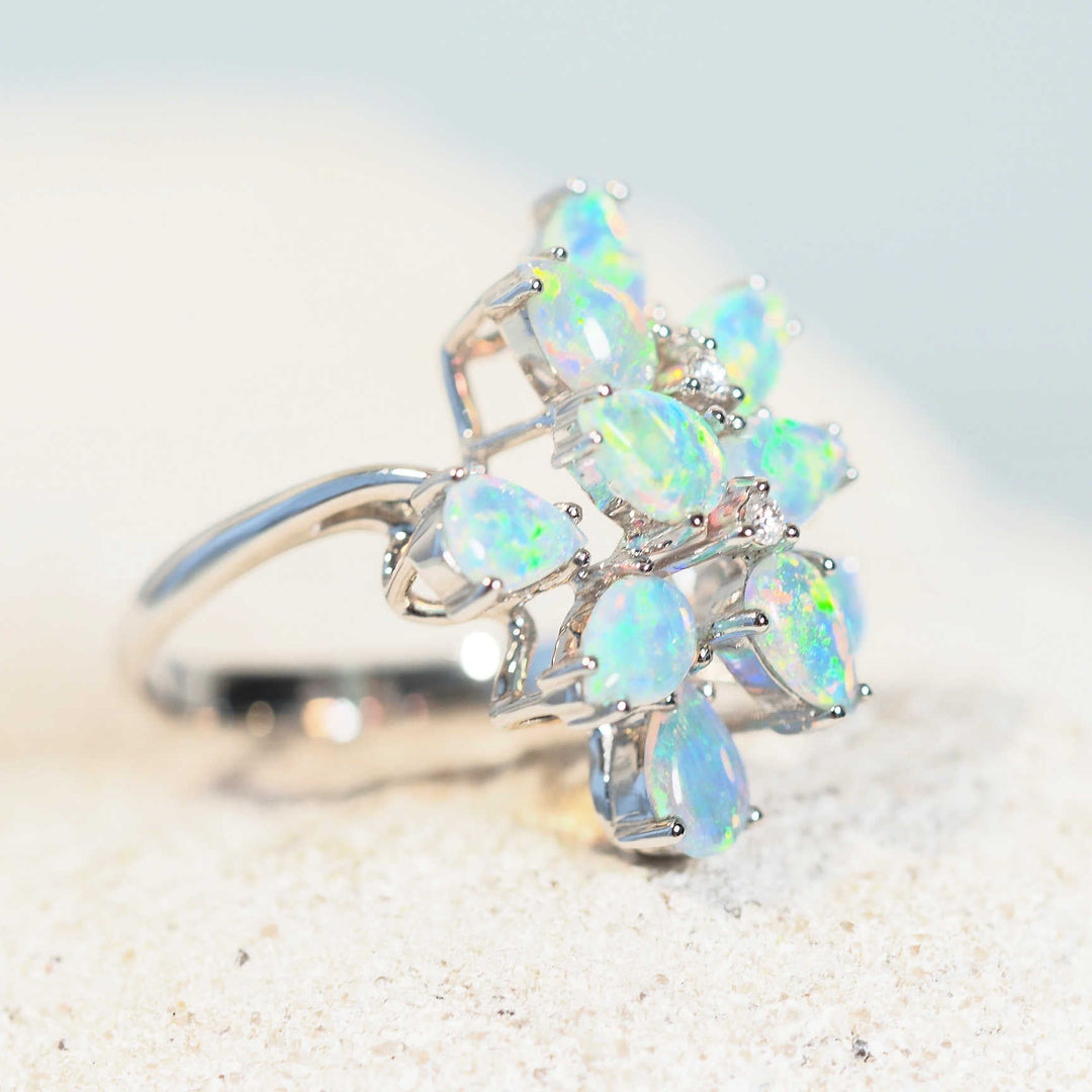 Lila – 18 Carat White Gold Multi-Stone Opal Ring