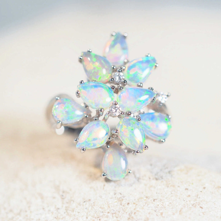 Lila – 18 Carat White Gold Multi-Stone Opal Ring