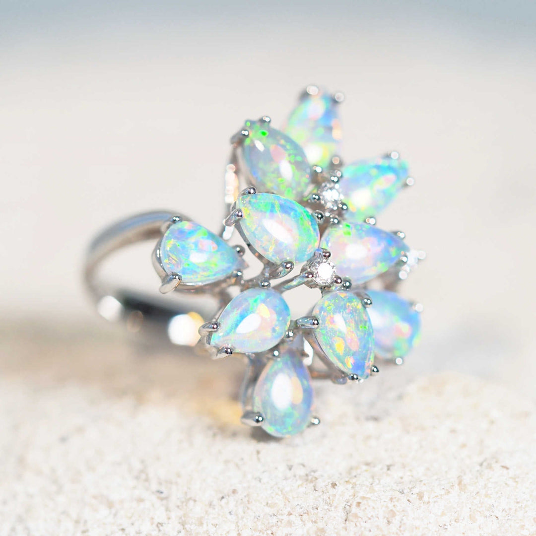 Lila – 18 Carat White Gold Multi-Stone Opal Ring