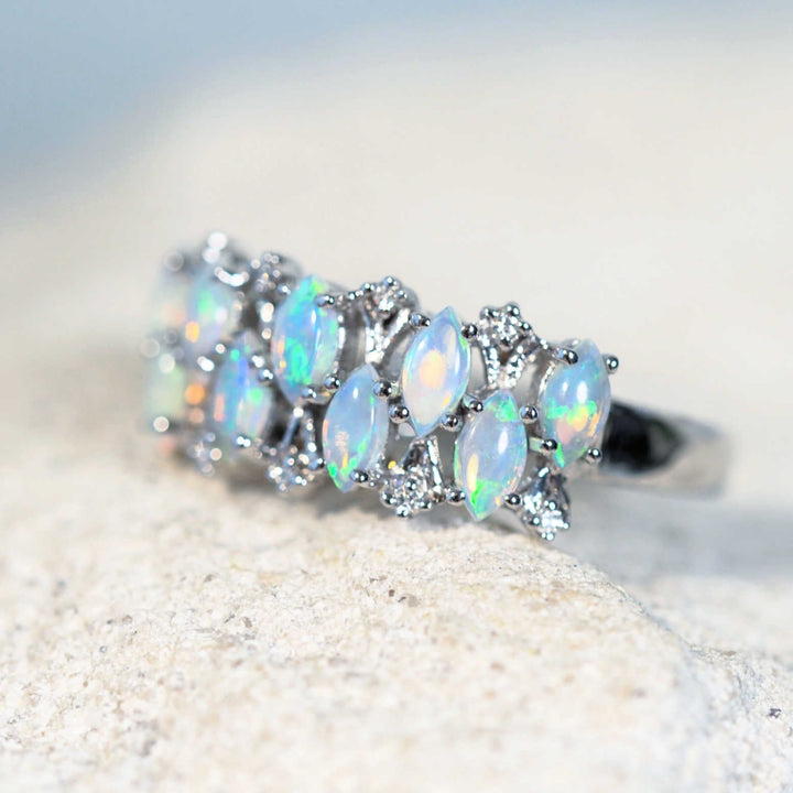 Natacia – 14 Carat White Gold Crystal Opal Ring