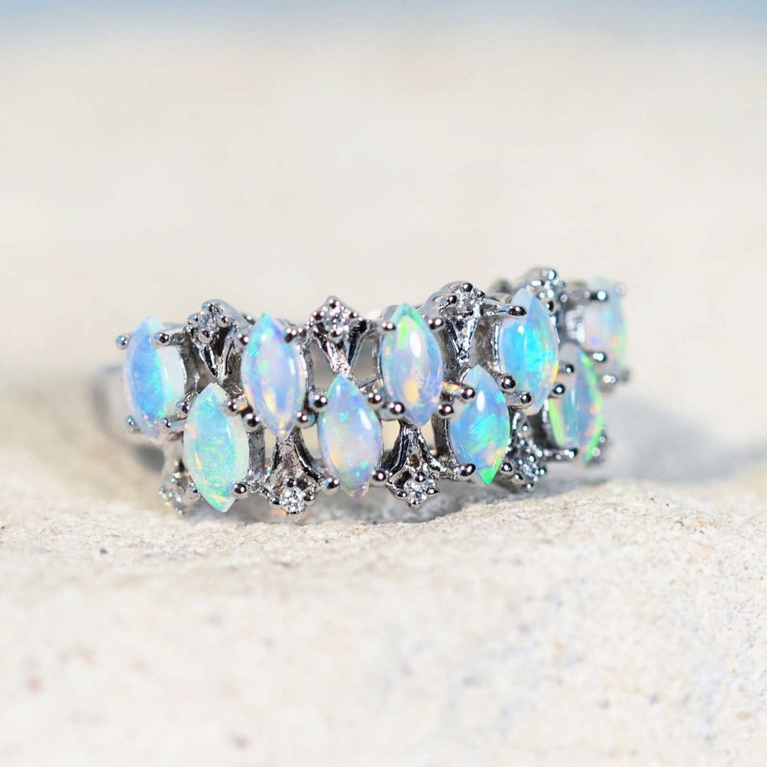 Natacia – 14 Carat White Gold Crystal Opal Ring