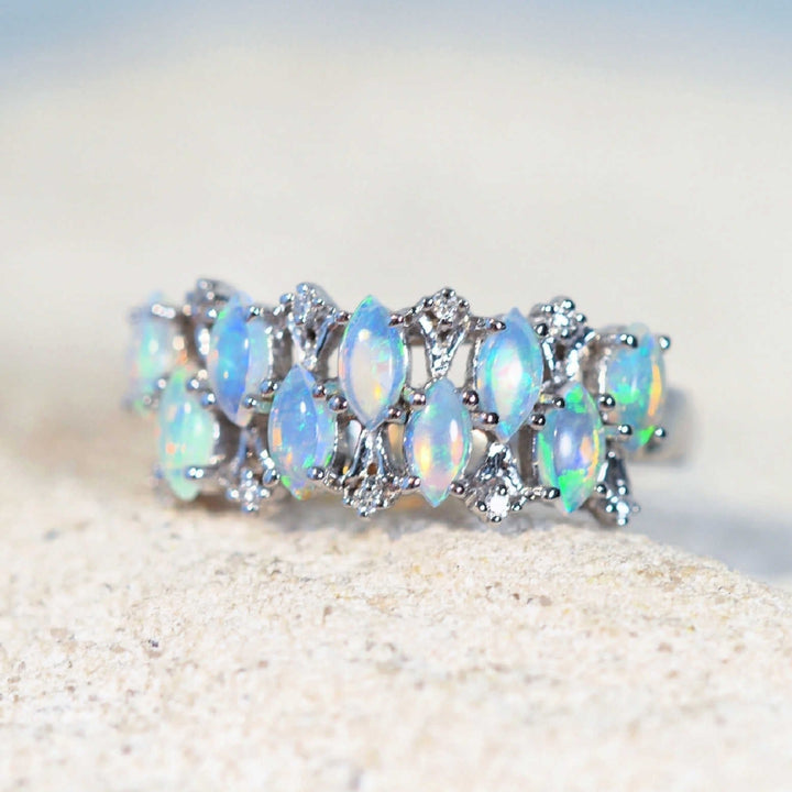 Natacia – 14 Carat White Gold Crystal Opal Ring