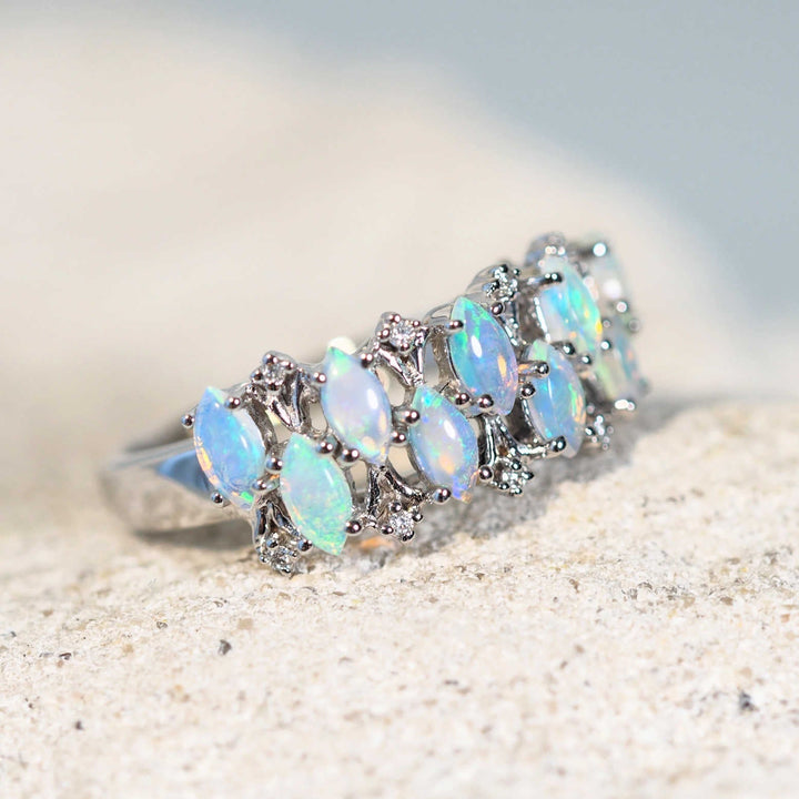 Natacia – 14 Carat White Gold Crystal Opal Ring
