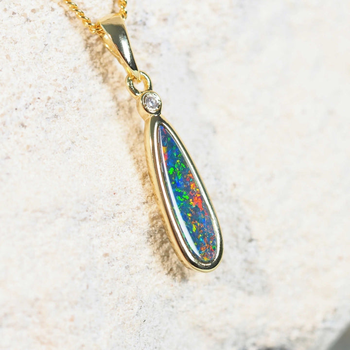 Veda – Gold-Plated Silver Multicolor Opal Pendant