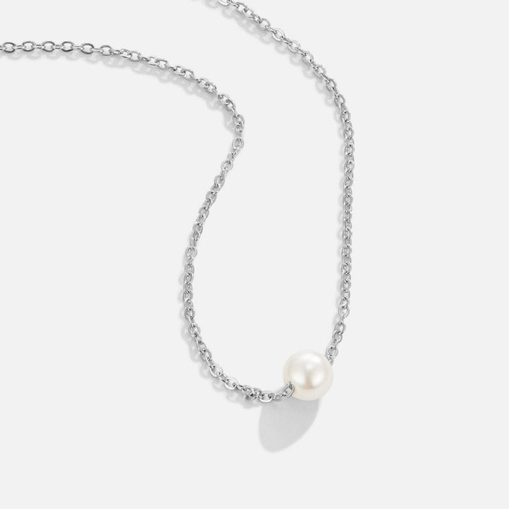 Silver Solitaire Pearl Necklace